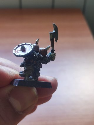 Enano Caos 2 cabezas metal antiguo