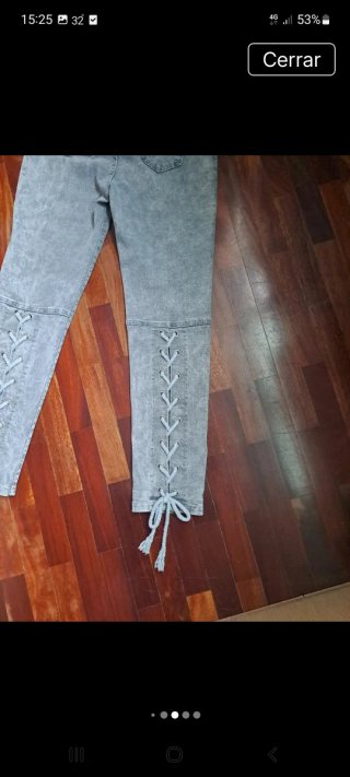 Pantalones grises Chic Me con cordones