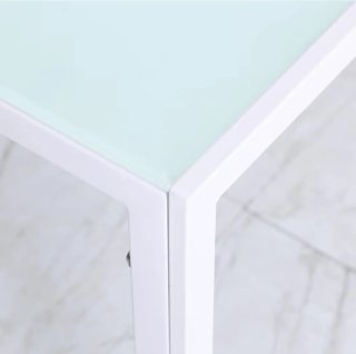 Mesa Comedor/Cocina Cristal y Metal Blanca