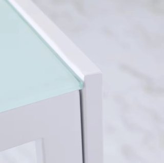 Mesa Comedor/Cocina Cristal y Metal Blanca