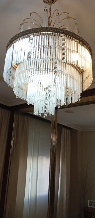 Lámpara de techo dorada cristal dormitorio