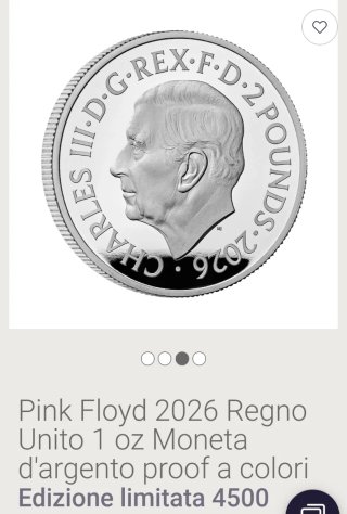 Moneta commemorativa rara argento 999,9 Pink Floy