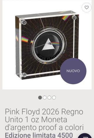Moneta commemorativa rara argento 999,9 Pink Floy