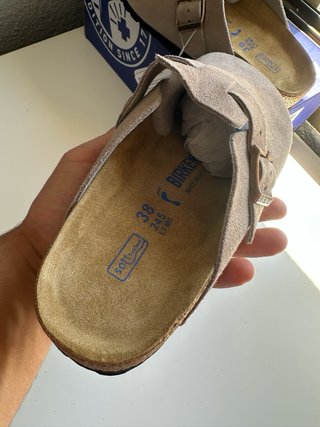 Sandalias Birkenstock Boston Suede Taupe talla 38