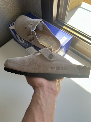 Sandalias Birkenstock Boston Suede Taupe talla 38