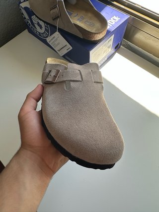 Sandalias Birkenstock Boston Suede Taupe talla 38