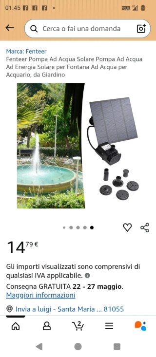 Set 4 pompe solari fontane per vasche Laghetto