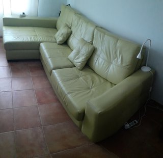 Sofá 4 plazas chaise longue verde
