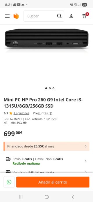 Mini PC HP Pro 260 G9 CAMBIO