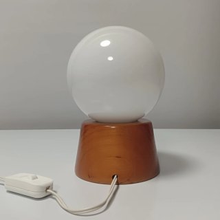 LAMPARA MADERA Y OPALINA 70S