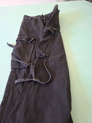 Jeans cargo neri larghi