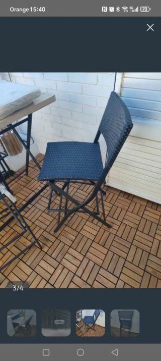 Mesa alta plegable terraza con taburetes