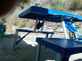 Mesa plegable de picnic.