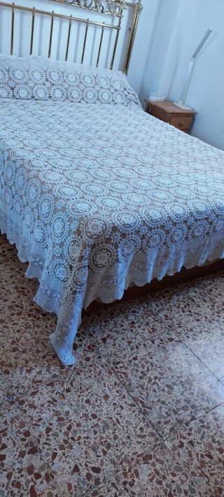 Colcha de ganchillo para cama grande 2,40 x 2,60