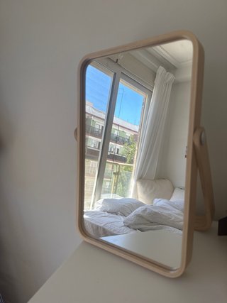 Espejo de sobremesa madera y cristal