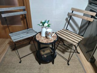 Conjunto Terraza Mesa, Sillas Plegables y Alfombra