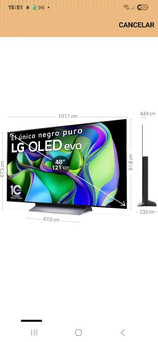 LG OLED48C34LA TV 48 Negro