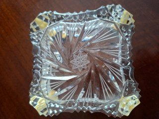 Cenicero Cristal Tallado y Plata