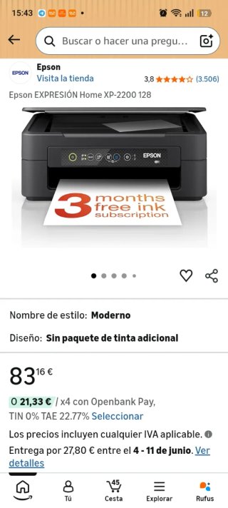 Impresora Epson Expression Home XP-2200