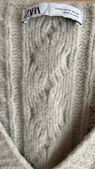 Chaleco Zara Lana Gris Perla Talla M
