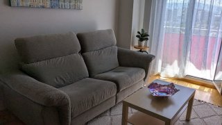 Sofá de tela gris para salón