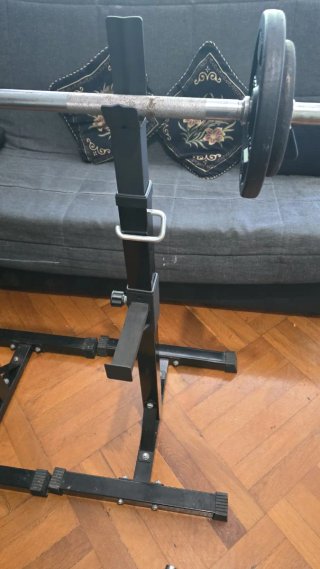 Soporte Barra y barra con Discos-Pesas