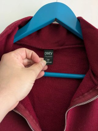 Sudadera granate polar fina con cremallera