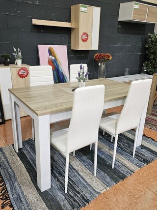 OFERTA DE MESA/COMEDOR NORDICA +4 SILLAS POLIPIEL