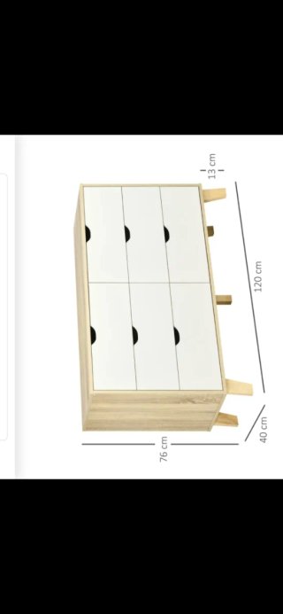 Cómoda 6 cajones madera y blanco