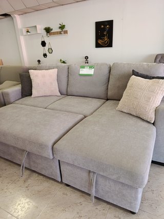 Sofá Cama Chaise Longue Gris 234cm