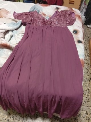Vestido largo fiesta lentejuelas vino