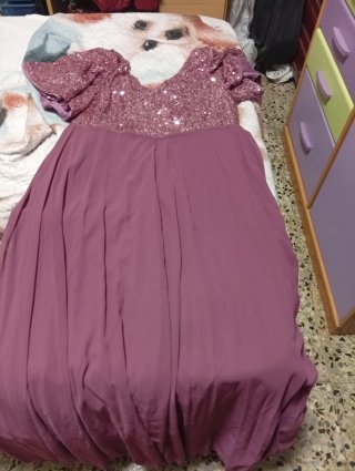 Vestido largo fiesta lentejuelas vino