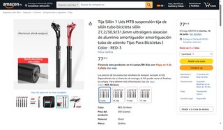 Tija Amortiguada Bici MTB Aluminio