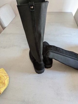 Botas altas piel y elástico negras talla 38