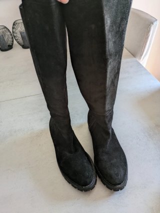 Botas altas piel y elástico negras talla 38