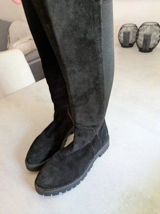 Botas altas piel y elástico negras talla 38