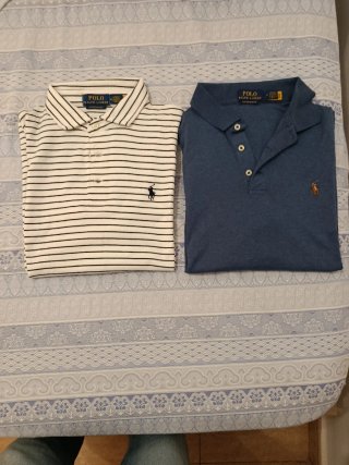 Polo Ralph Lauren Rayas Blanco y Negro y otro azul