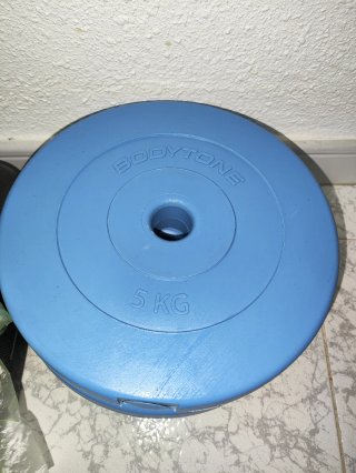 Pesas Domyos y Bodytone, banco y barra Z