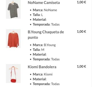 Ropa primavera verano. Talla L/M. Recogida Leganés