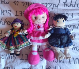 Set di 3 bambole di stoffa
