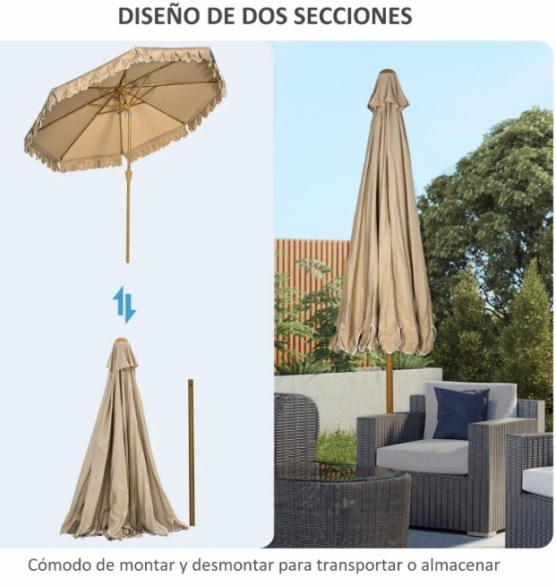 Sombrilla Jardín Beige Ø264x240 cm