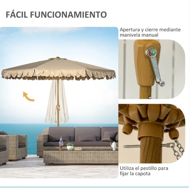 Sombrilla Jardín Beige Ø264x240 cm