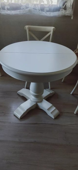 Mesa de cocina extensible blanca