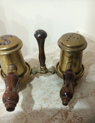 Set Sale e Pepe vintage in Ottone e legno Anni '60