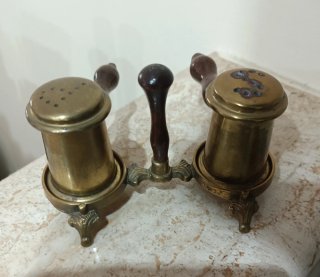 Set Sale e Pepe vintage in Ottone e legno Anni '60