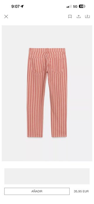 Pantalón Zara rayas salmón y beige