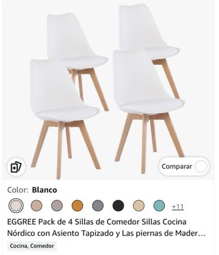 Pack 4 Sillas Nórdicas Comedor Cocina