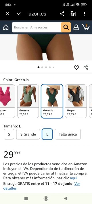 Traje de baño verde con volantes