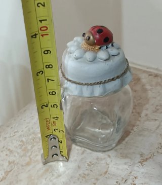 Piccolo barattolo in vetro con decoro Coccinella