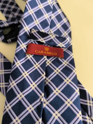 Corbata Caramelo Cuadros Azul y Lila